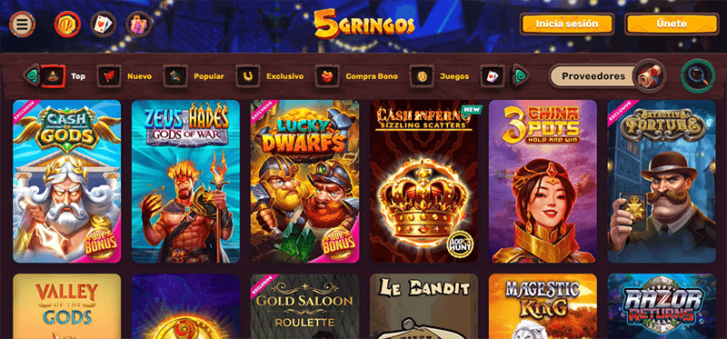5Gringos Casino Homepage