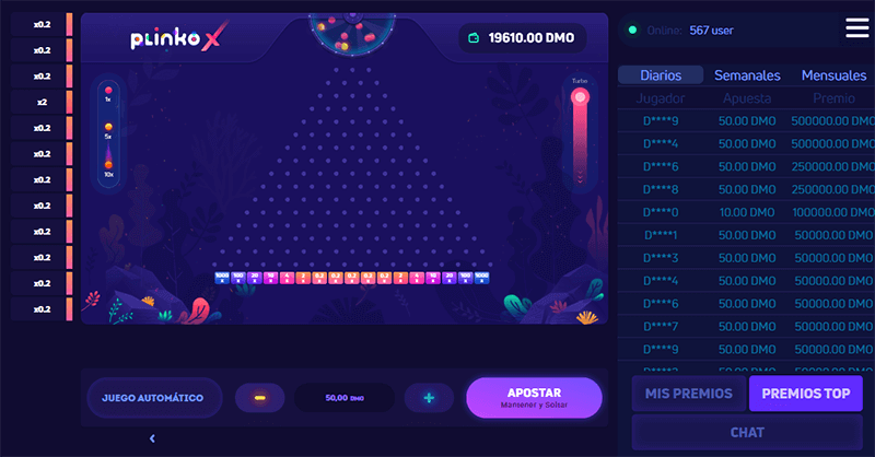 Juego Plinko X de Megapari