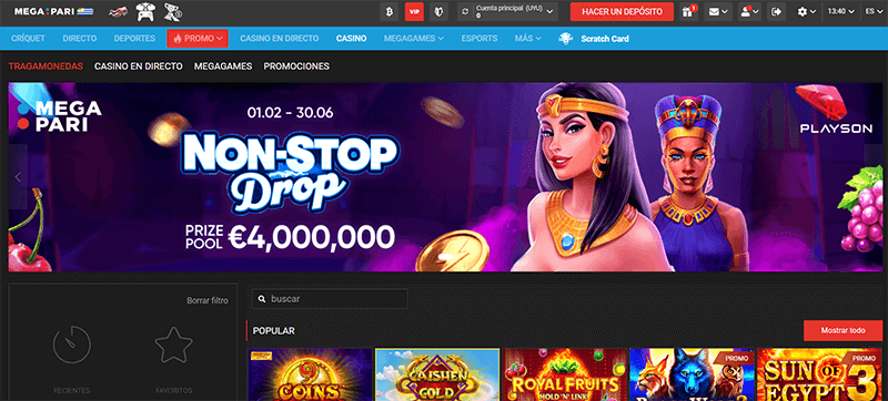 Megapari Casino Homepage