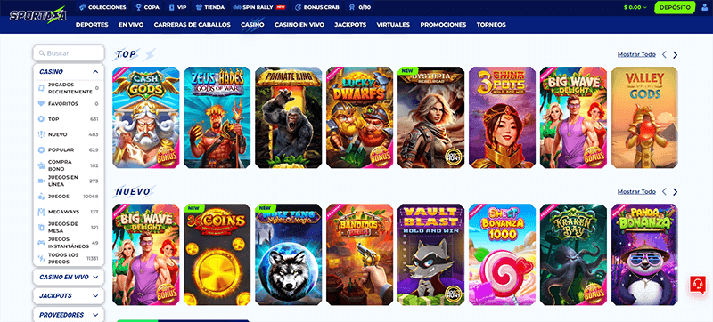 Sportaza Casino Homepage